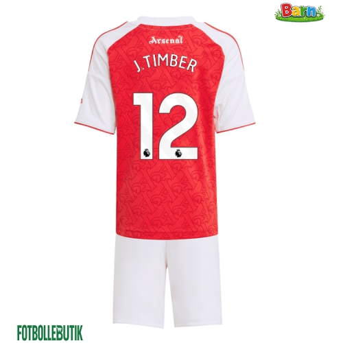 Arsenal Jurrien Timber #12 Hemmaställ Barn 2025-26 Kortärmad (+ Korta byxor)